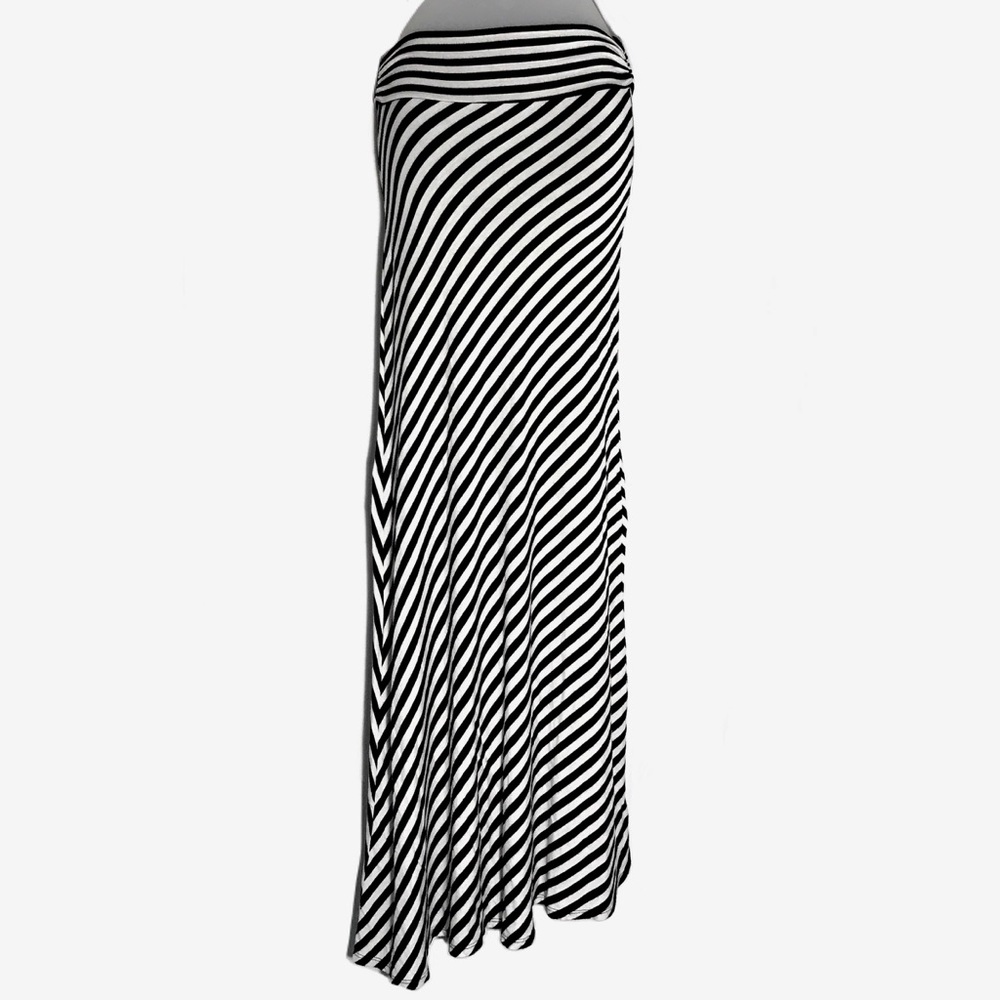 (3/$16) MONTEAU | Striped Maxi Skirt, B&W - M